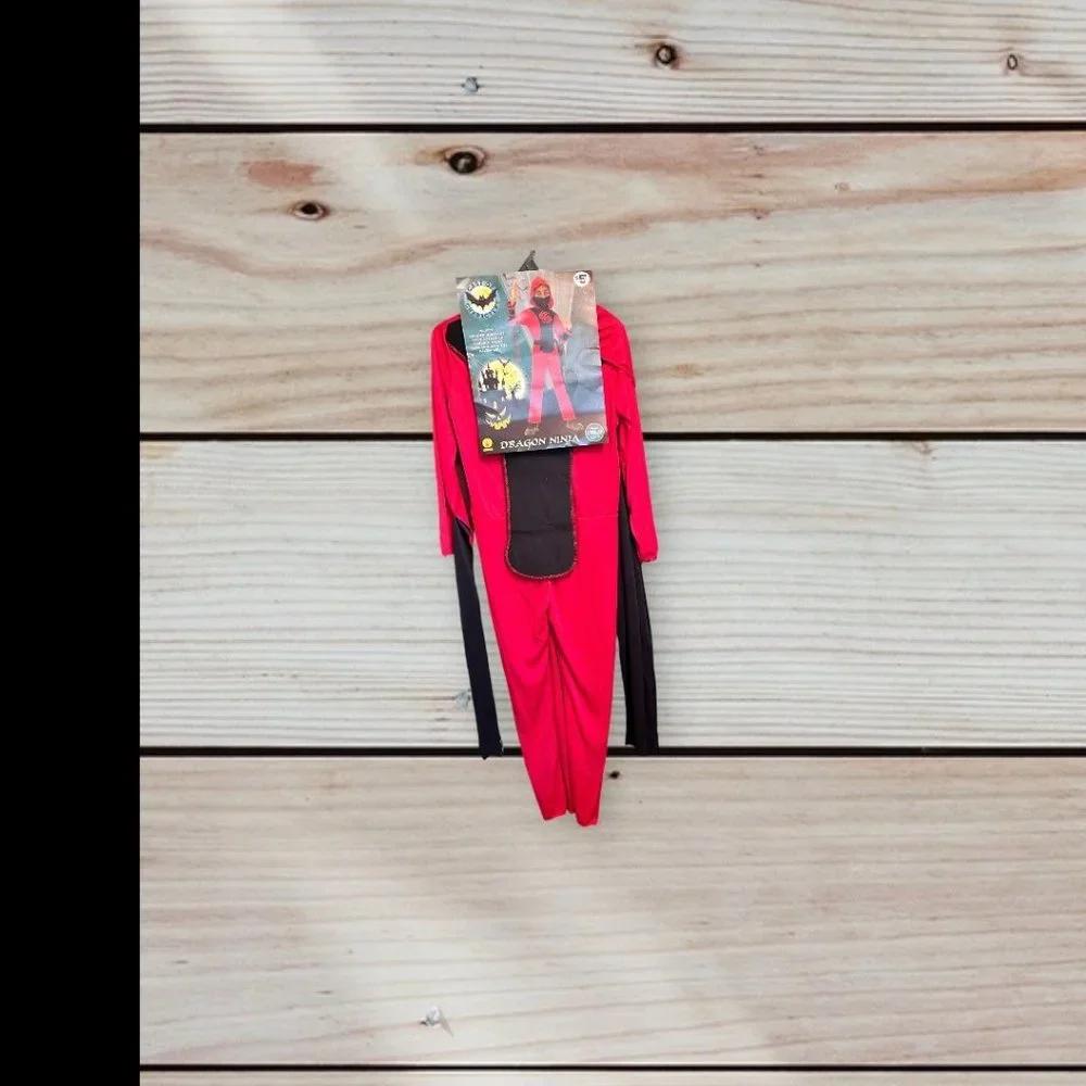 Dragon Ninja Halloween Costume‎ Kids Child Medium 8-10 Red Black Trim No Mask